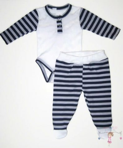 baba body és lábfejes babanadrág, két részes fehér szett, kisbabáknak, termékkép.