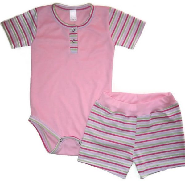 kislány ruha szettek, babarózsaszín két részes szett kisbabáknak, termékkép.