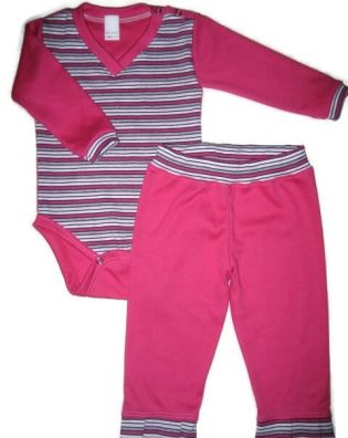 Baba body és nadrág, pink, lányka szett, hosszú ujjú pink csíkos body, hozzá illő pink nadrággal, termékkép.