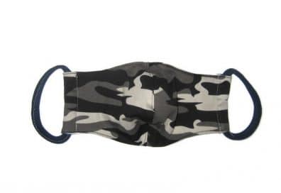 Gyerek szájmaszk, 2 rétegű, mosható, szürke terep mintás, termékkép.