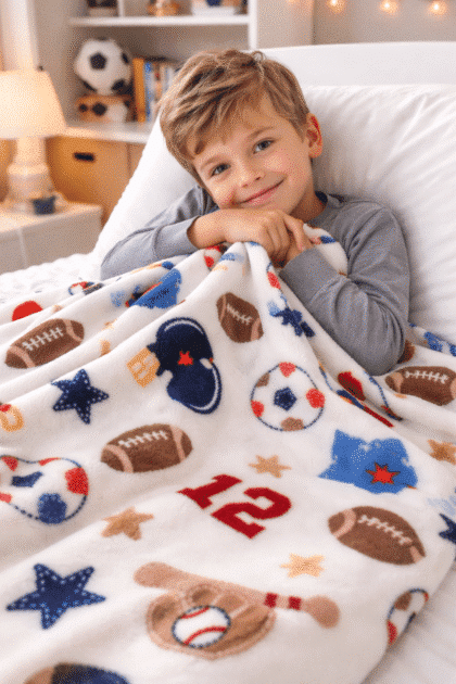 Wellsoft fiú babatakaró focis mintával, kép.