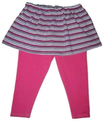 lány szoknyás leggings pamutból, pink leggings, pink csíkos szoknyával összedolgozva, termékkép.