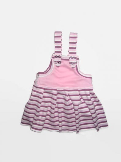 lányos ruha nyári, rózsaszín, lila csíkossal variálva, kantáros nyári ruha, termékkép.