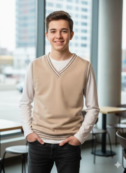 Klasszikus Kamasz Fiú Mellény, kép