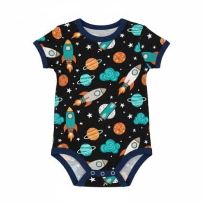 Bolygó mintás baba body puha pamut anyagból kisbabák számára.