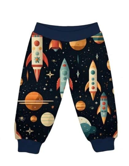 Baba nadrág űr mintával, kényelmes és puha viselet kisbabáknak