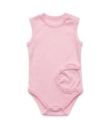 Lány PEG body speciális igényekhez, babarózsaszín, ujjatlan, PEG szondás, puha és kényelmes viselet